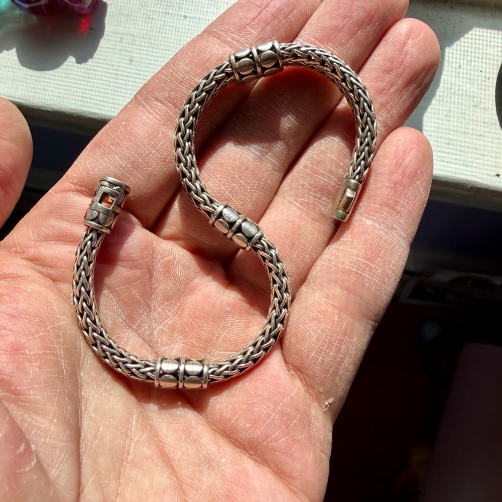 John Hardy Silver Braided Dot Station Bracelet
